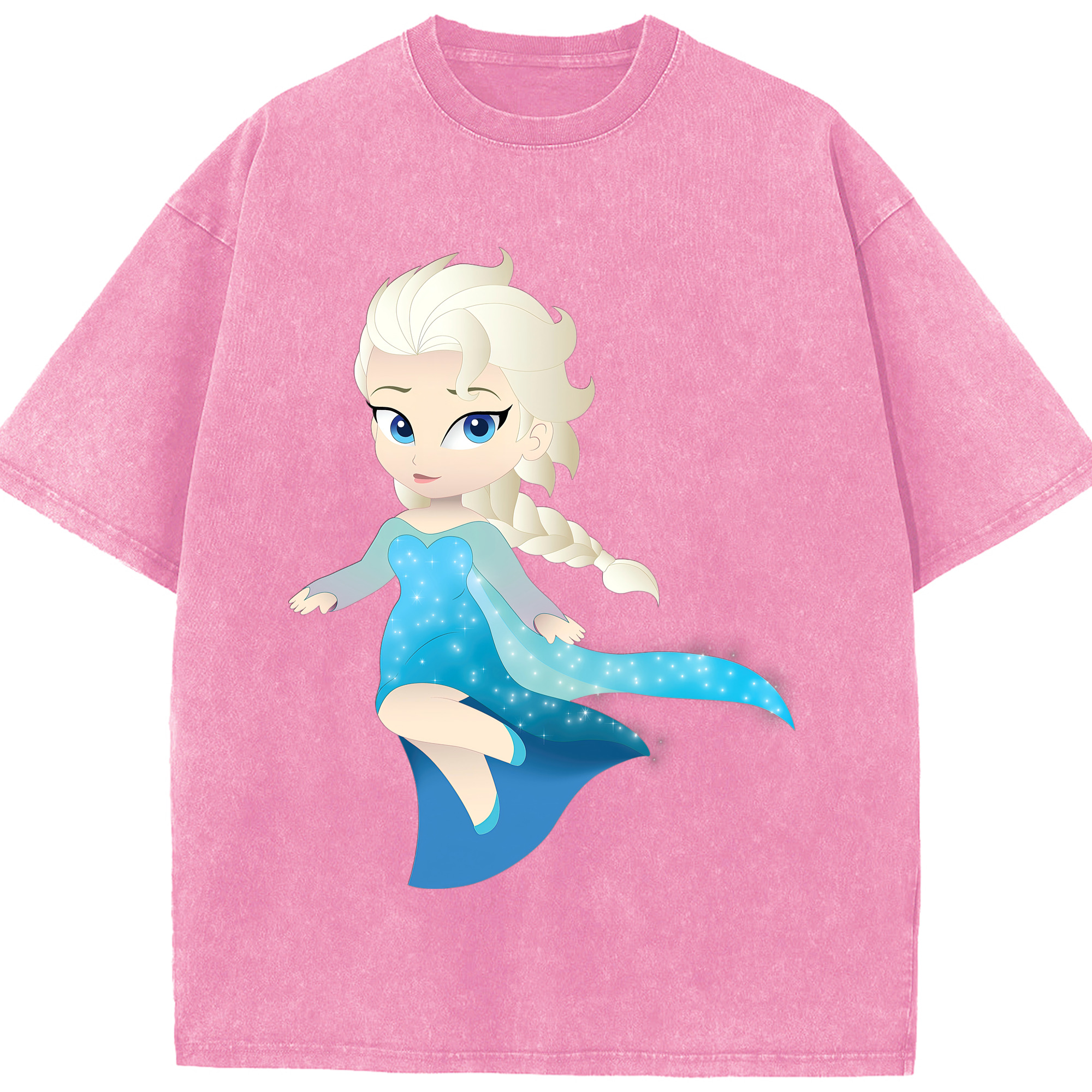 （画像用） アナと雪の女王 アンナ エルサ Frozen Anna Elsa 綿100% ヴィンテージ風 半袖Tシャツ（フロントプリント）